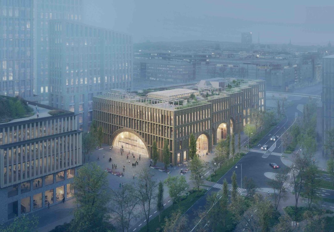 Nya stationshuset vy fran nordost - image Reiulf Ramstad Arkitekter